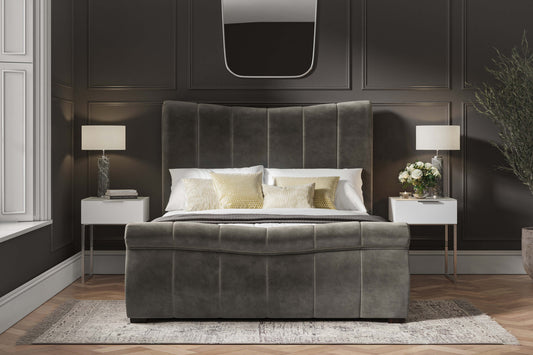 Bosworth Fabric Ottoman Bed Frame in Grey ModelBedroom