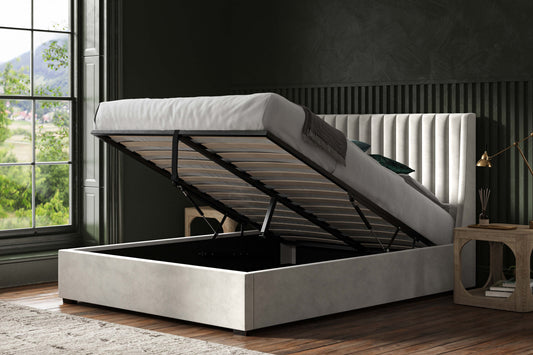 Emporia Beds Bramcote Velvet Ottoman Bed - Light Grey ModelBedroom