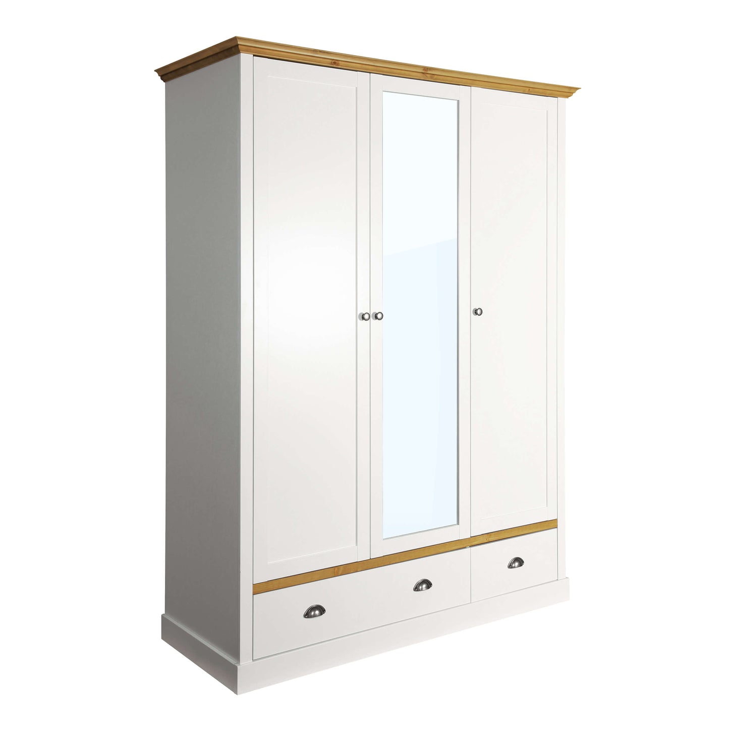Sandringham 3 Door 2 Drawer Wardrobe White & Pine ModelBedroom