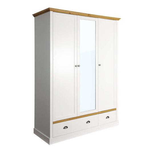 Sandringham 3 Door 2 Drawer Wardrobe White & Pine ModelBedroom