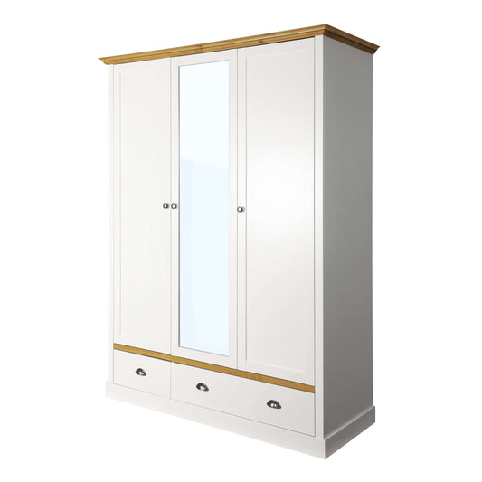 Sandringham 3 Door 2 Drawer Wardrobe White & Pine ModelBedroom