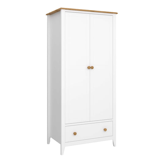 Heston 2 Door Wardrobe White & Pine ModelBedroom