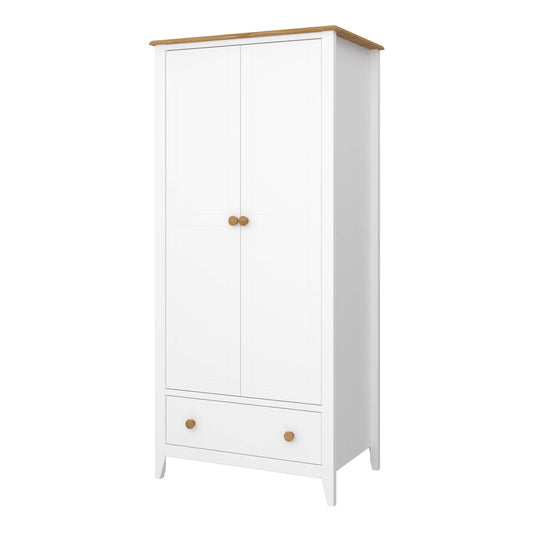 Heston 2 Door Wardrobe White & Pine ModelBedroom