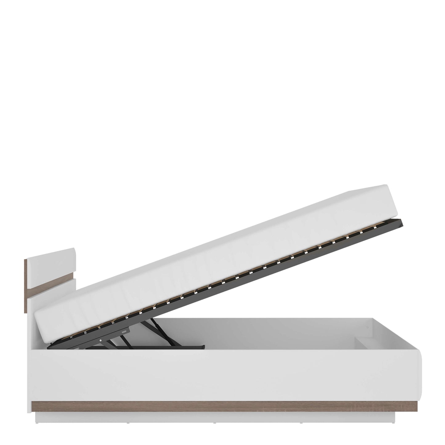 Chelsea Kingsize Bed in White with Oak Trim and Lift Up Function ModelBedroom