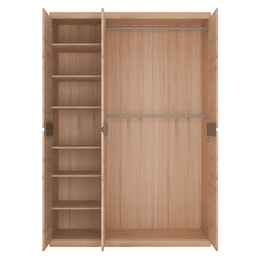 Kensington 3 Door Wardrobe with Centre Mirror door in Oak ModelBedroom