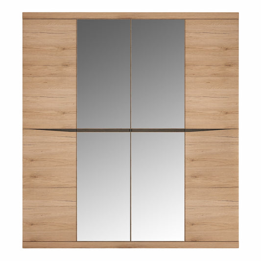Kensington 4 Door Wardrobe with 2 Mirror doors in Oak ModelBedroom
