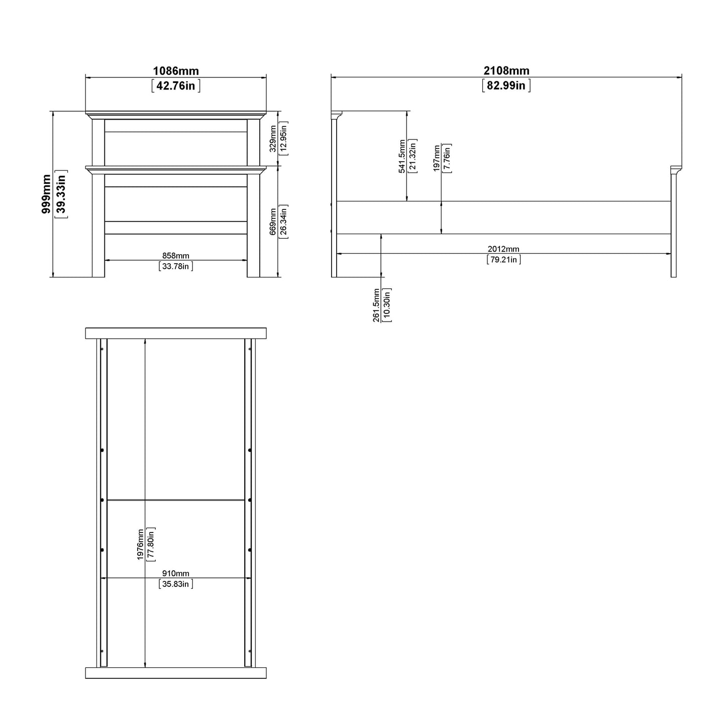 Paris Single Bed (90 x 200) in Matt Grey ModelBedroom