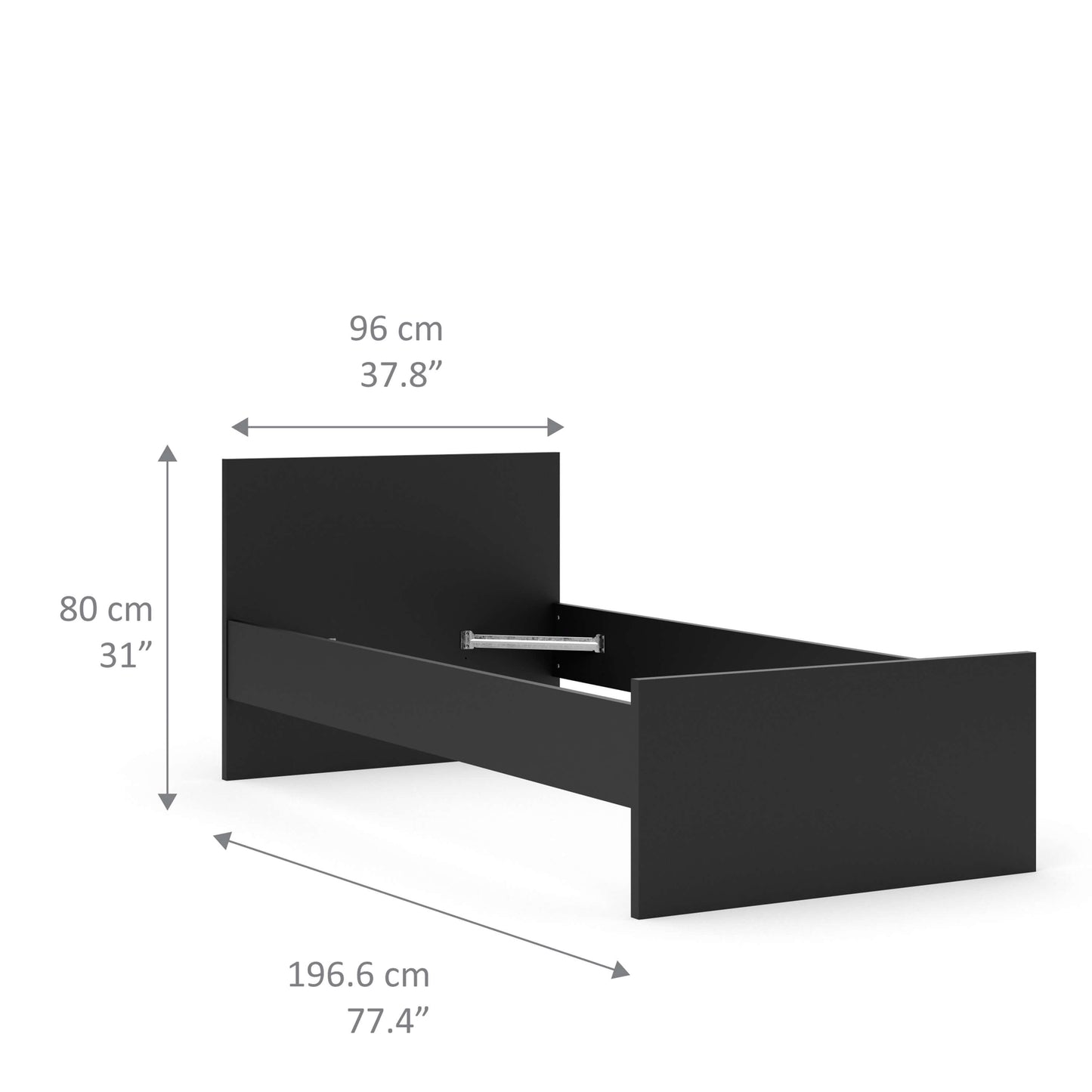 Naia Single Bed 3ft (90 x 190) in Black Matt ModelBedroom