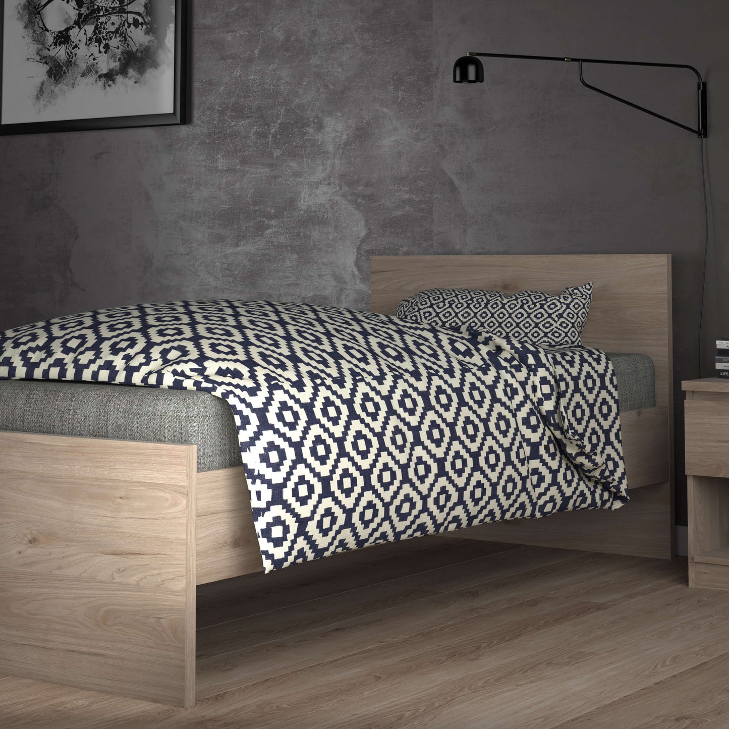 Naia Single Bed 3ft (90x190) Jackson Hickory Oak structure ModelBedroom