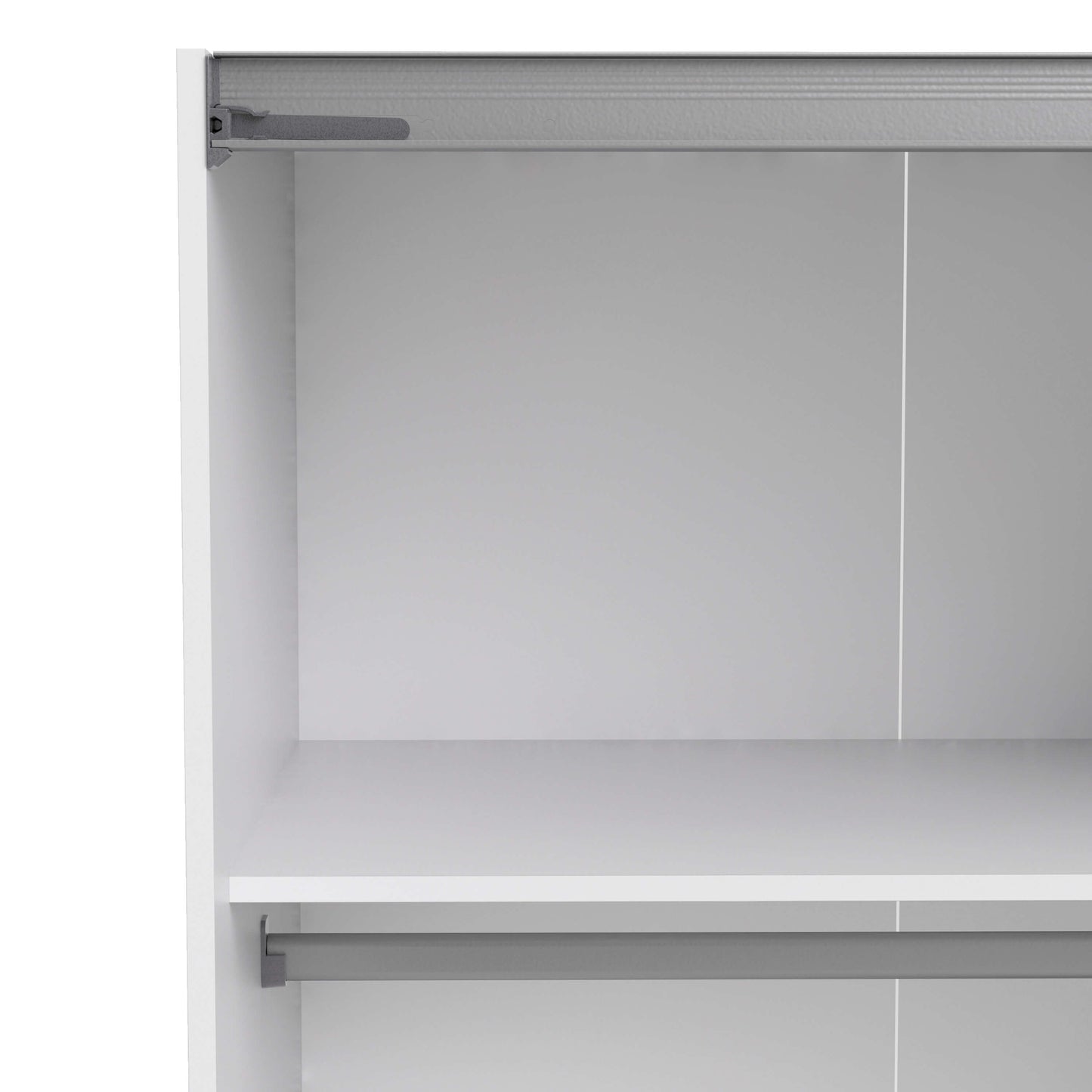 Verona Sliding Wardrobe 180cm in White with Mirror Doors with 5 Shelves ModelBedroom