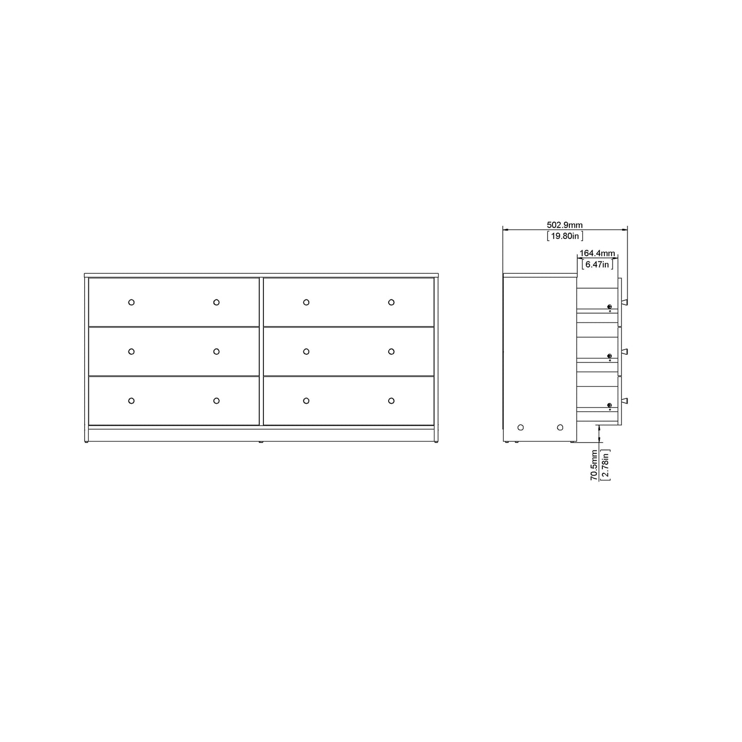 May Chest of 6 Drawers (3+3) - 6 Drawer Chest Of Drawers ModelBedroom