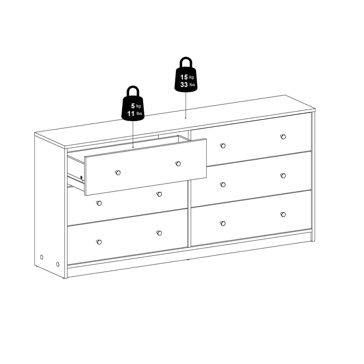 May Chest of 6 Drawers (3+3) - 6 Drawer Chest Of Drawers ModelBedroom