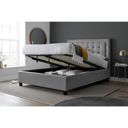 Brandon Grey Fabric Ottoman Bed - King Size ModelBedroom