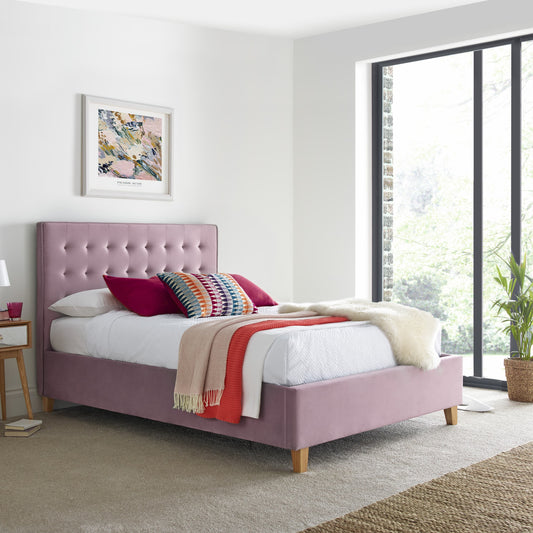 Bedmaster Kingham Pink Velvet Ottoman Bed - Pink Ottoman Bed ModelBedroom