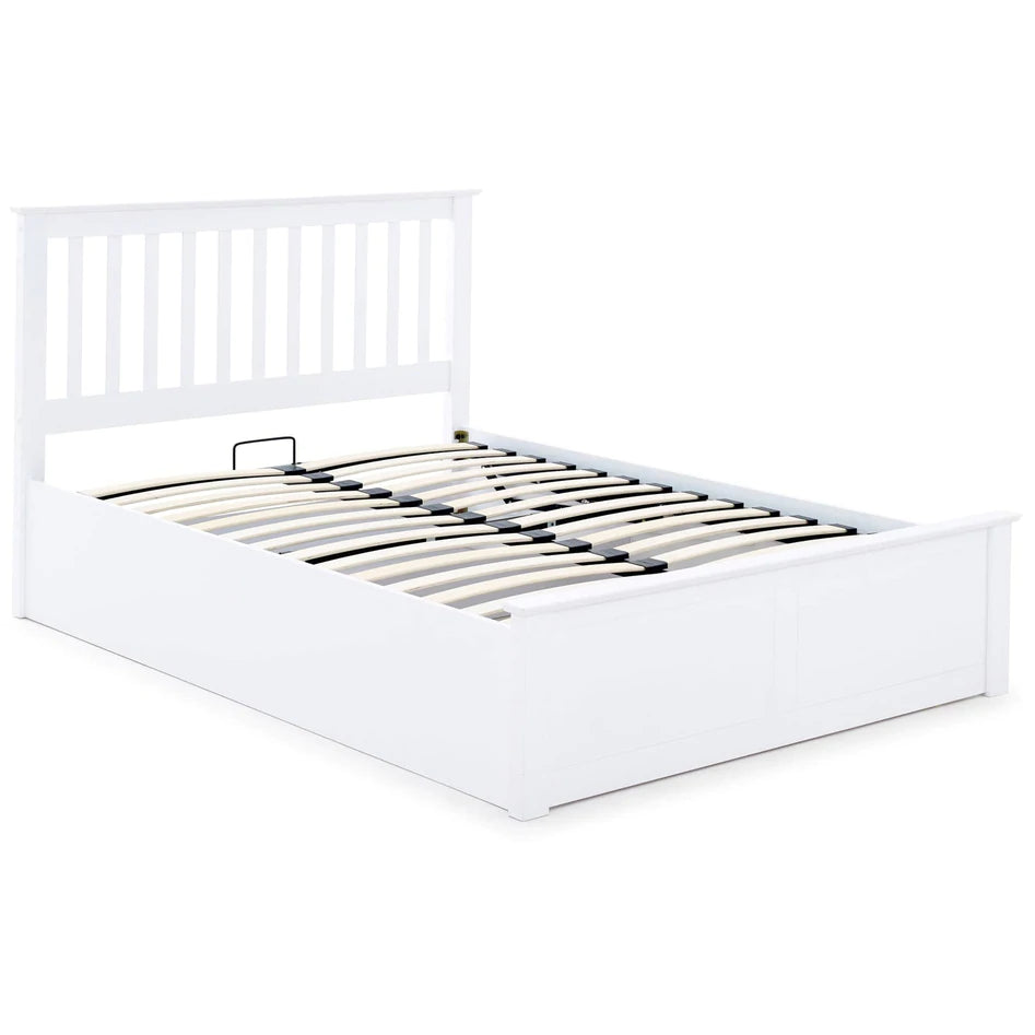 Malmo White Wooden Ottoman Bed - Double ModelBedroom