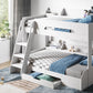 Flair Flick Triple Bunk Bed White With Shelves And Drawer - White Triple Sleeper ModelBedroom