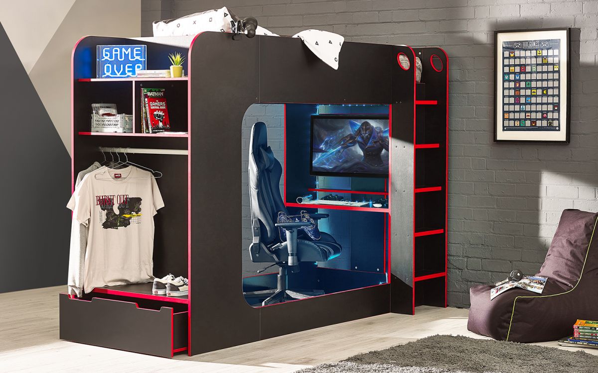 Julian Bowen Impact Gaming Bunk Bed Black Red ModelBedroom