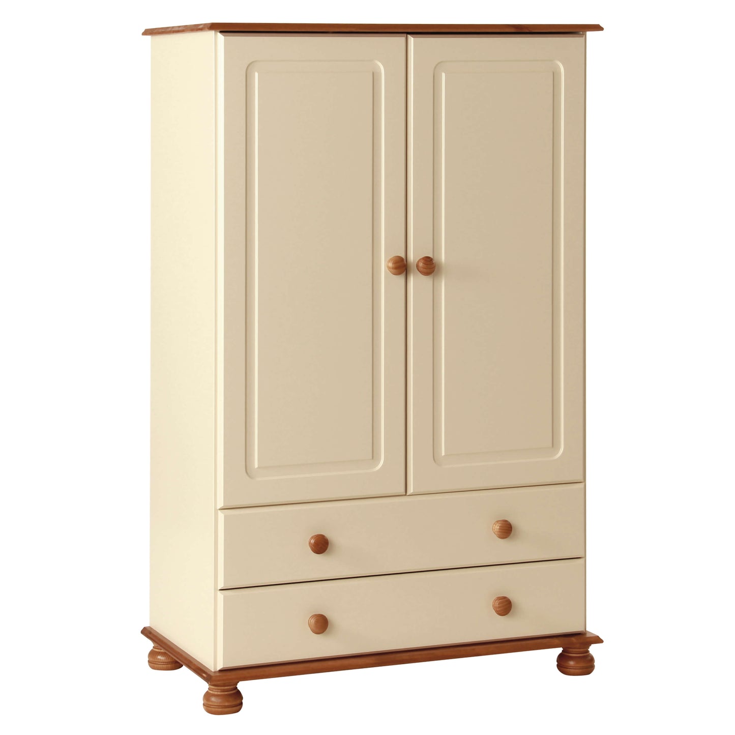 Copenhagen 2 Door 2 Drawer Combi Wardrobe in Cream/Pine ModelBedroom