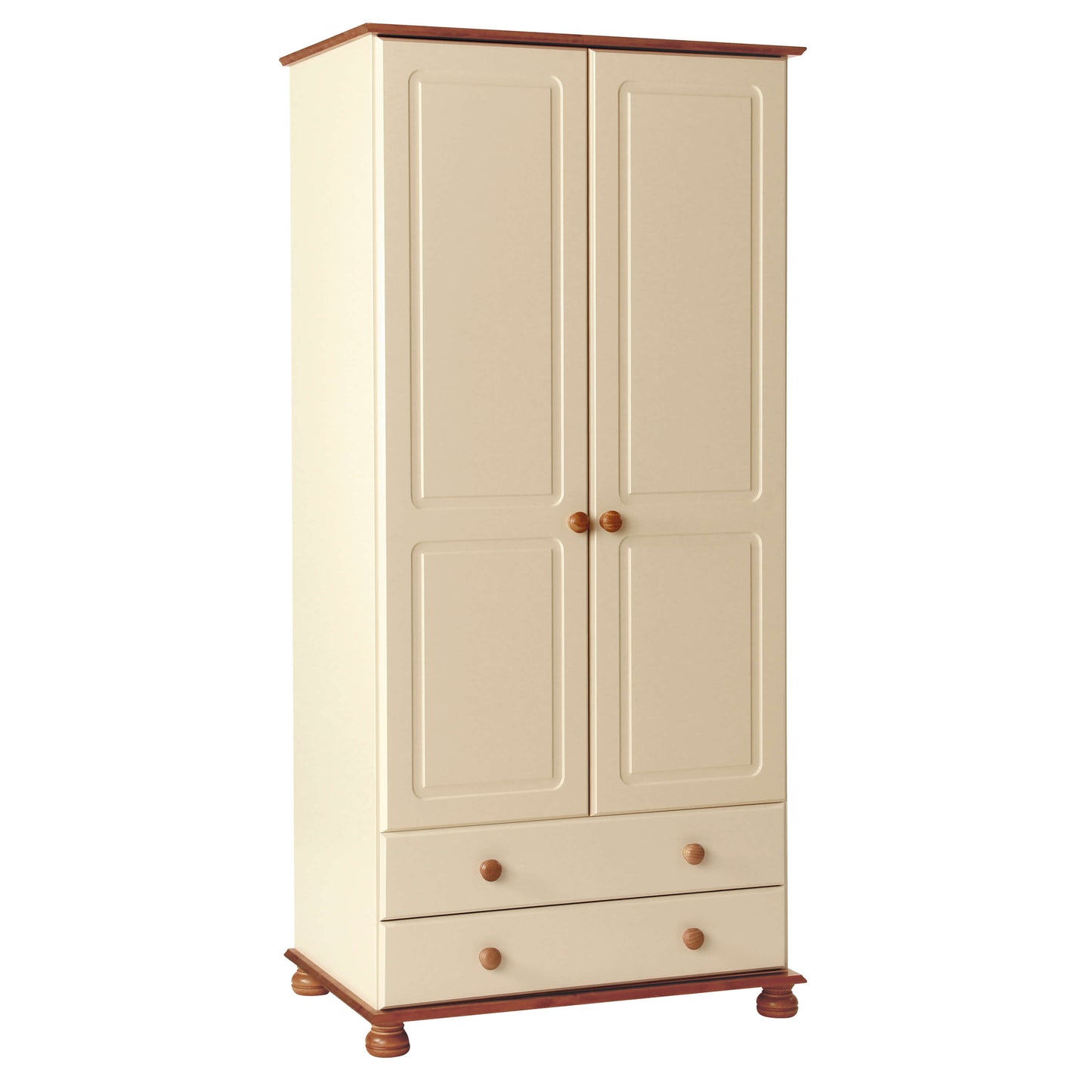 Copenhagen 2 door 2 drawer Wardrobe in Cream/Pine ModelBedroom