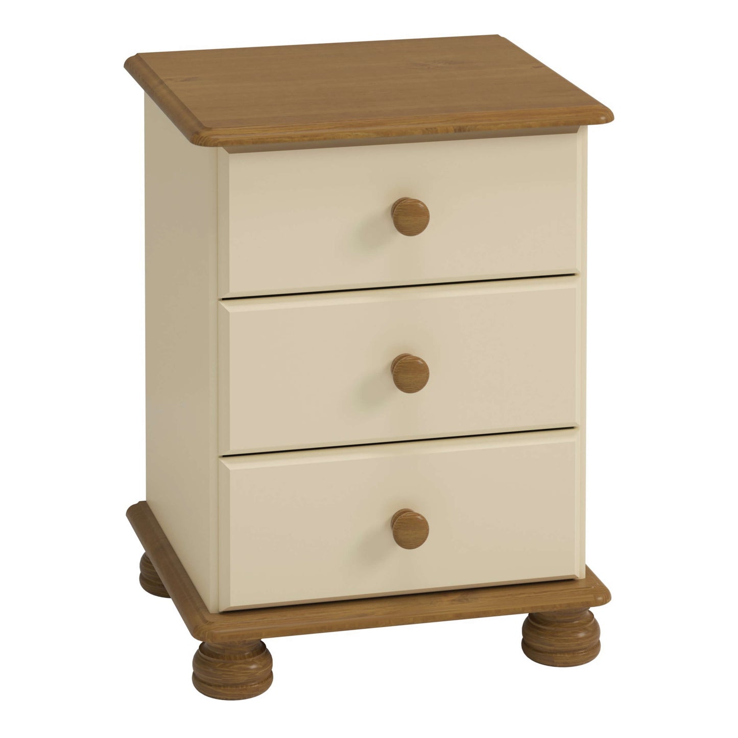 Richmond 3 Drawer Bedside Cream & Pine ModelBedroom