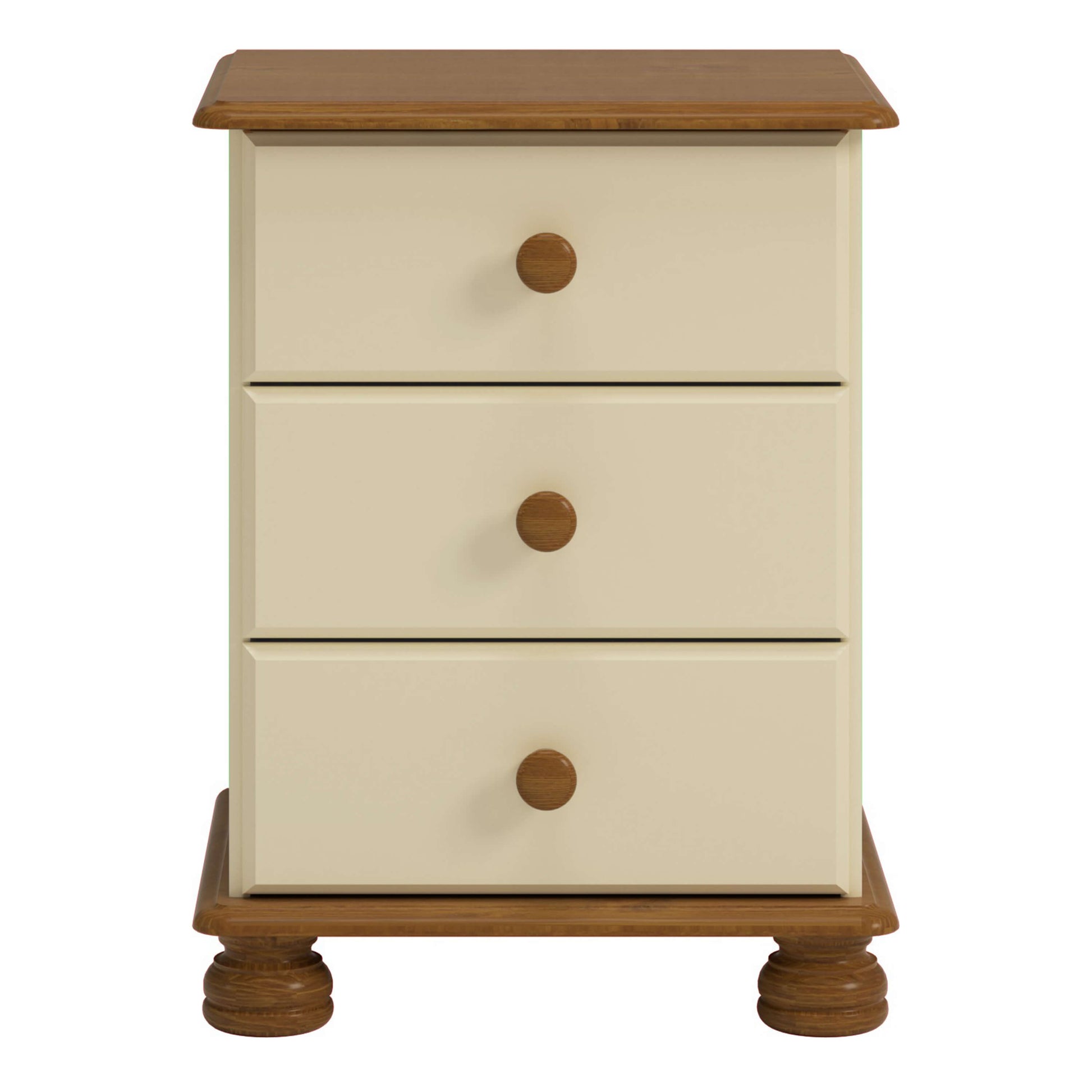 Richmond 3 Drawer Bedside Cream & Pine ModelBedroom