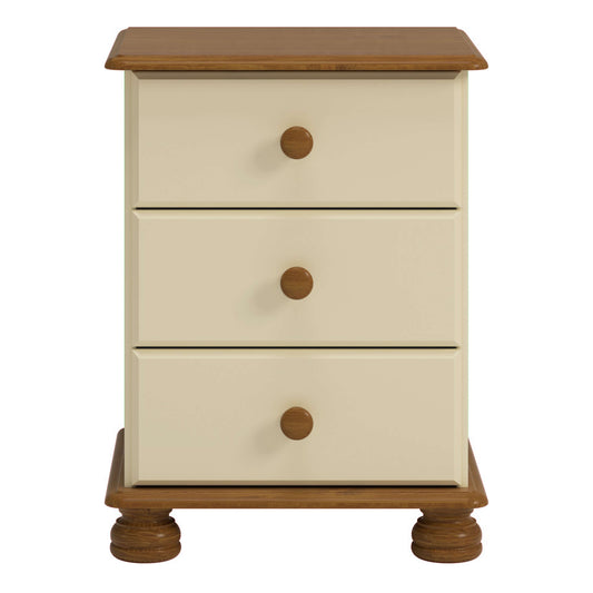 Richmond 3 Drawer Bedside Cream & Pine ModelBedroom