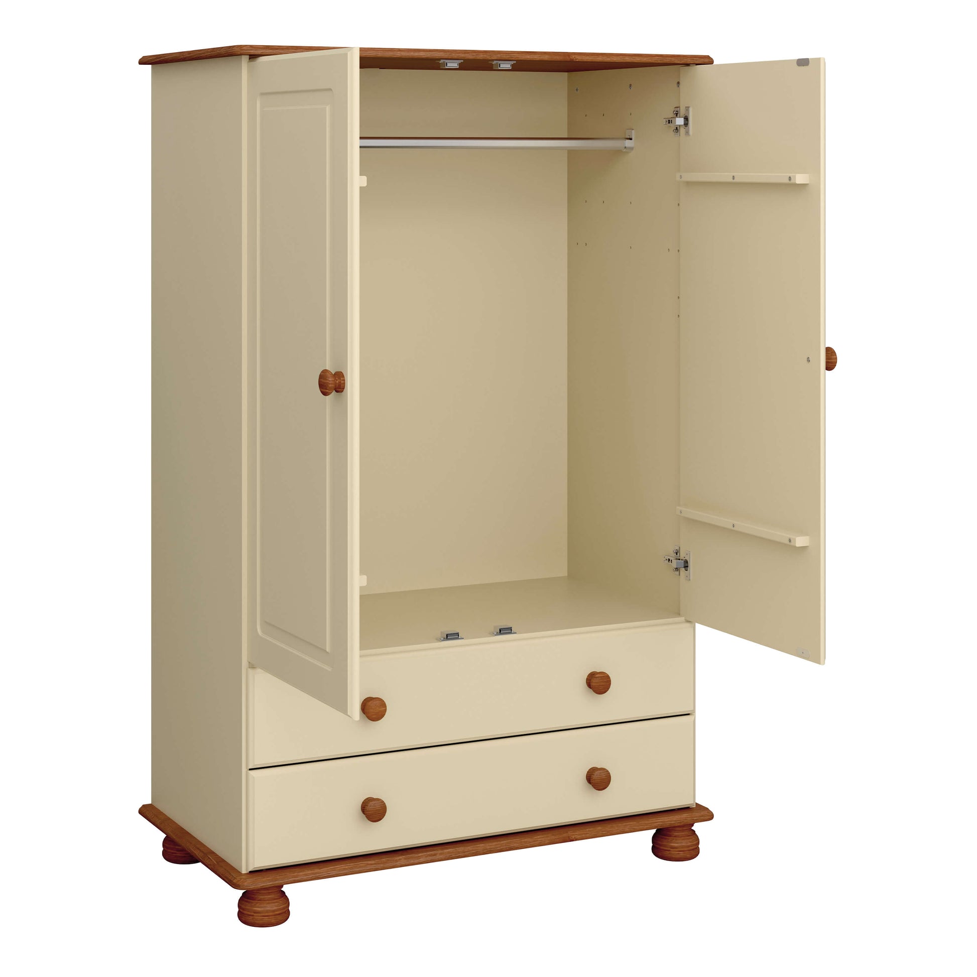 Richmond 2 Door Combi Wardrobe Cream & Pine ModelBedroom