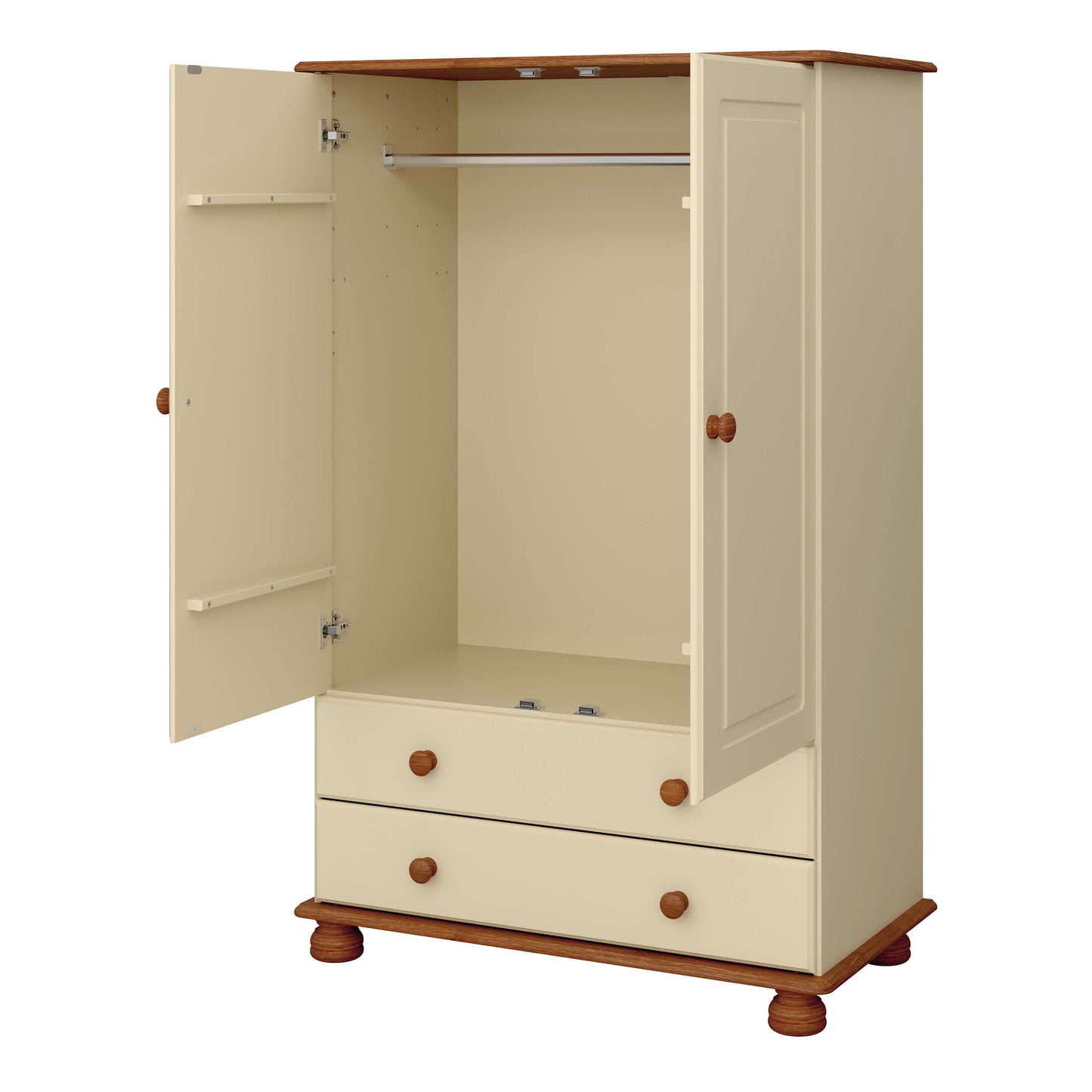 Richmond 2 Door Combi Wardrobe Cream & Pine ModelBedroom