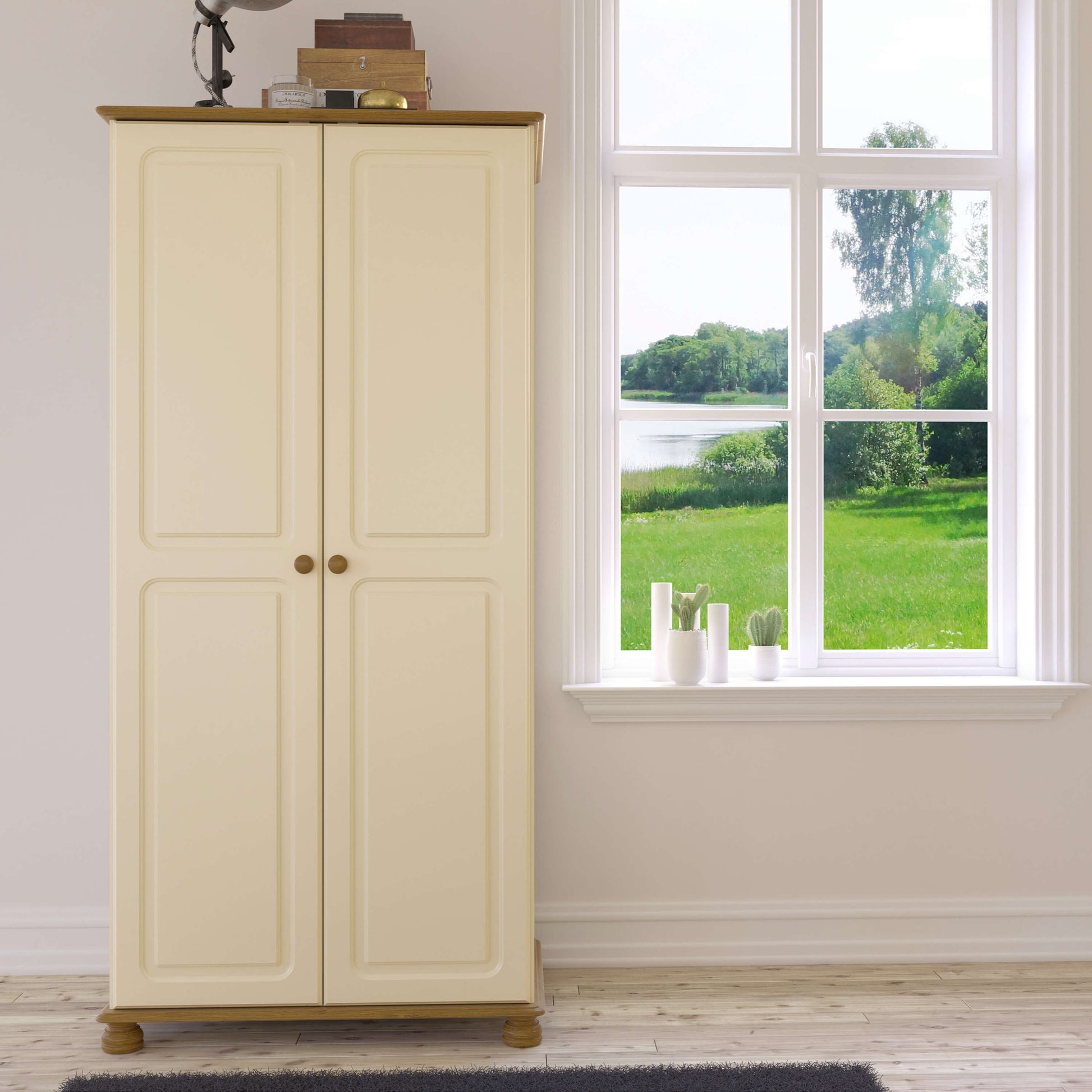 Richmond 2 Door Wardrobe Cream & Pine ModelBedroom