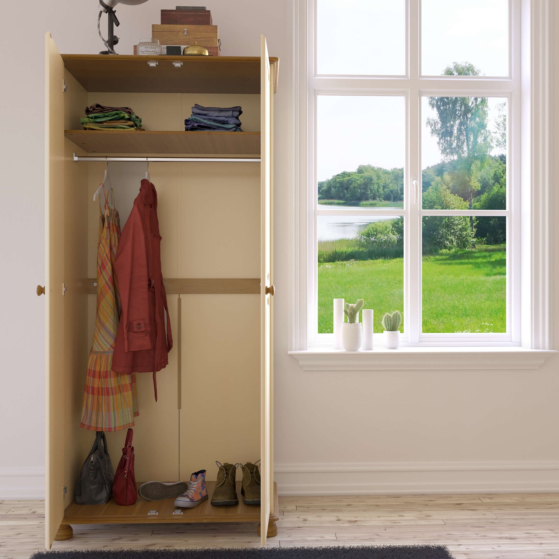 Richmond 2 Door Wardrobe Cream & Pine ModelBedroom