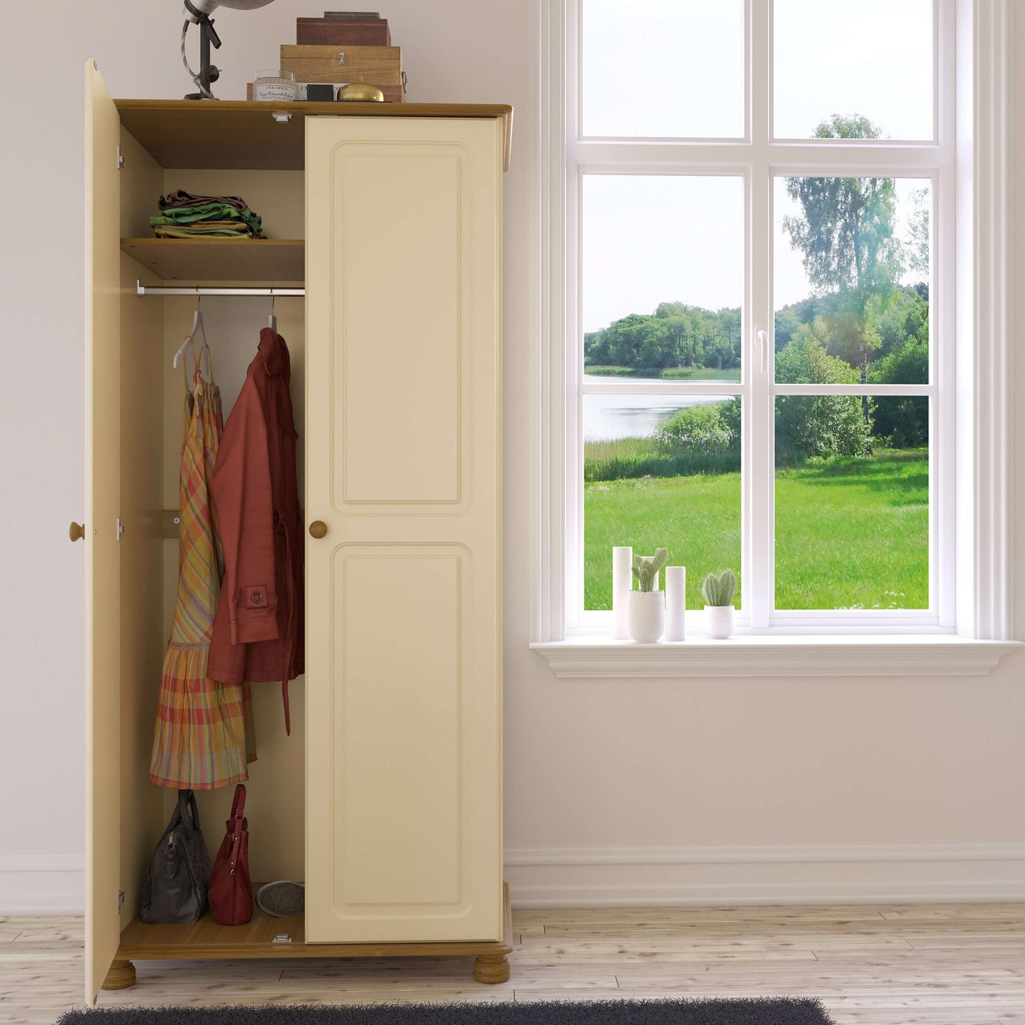 Richmond 2 Door Wardrobe Cream & Pine ModelBedroom