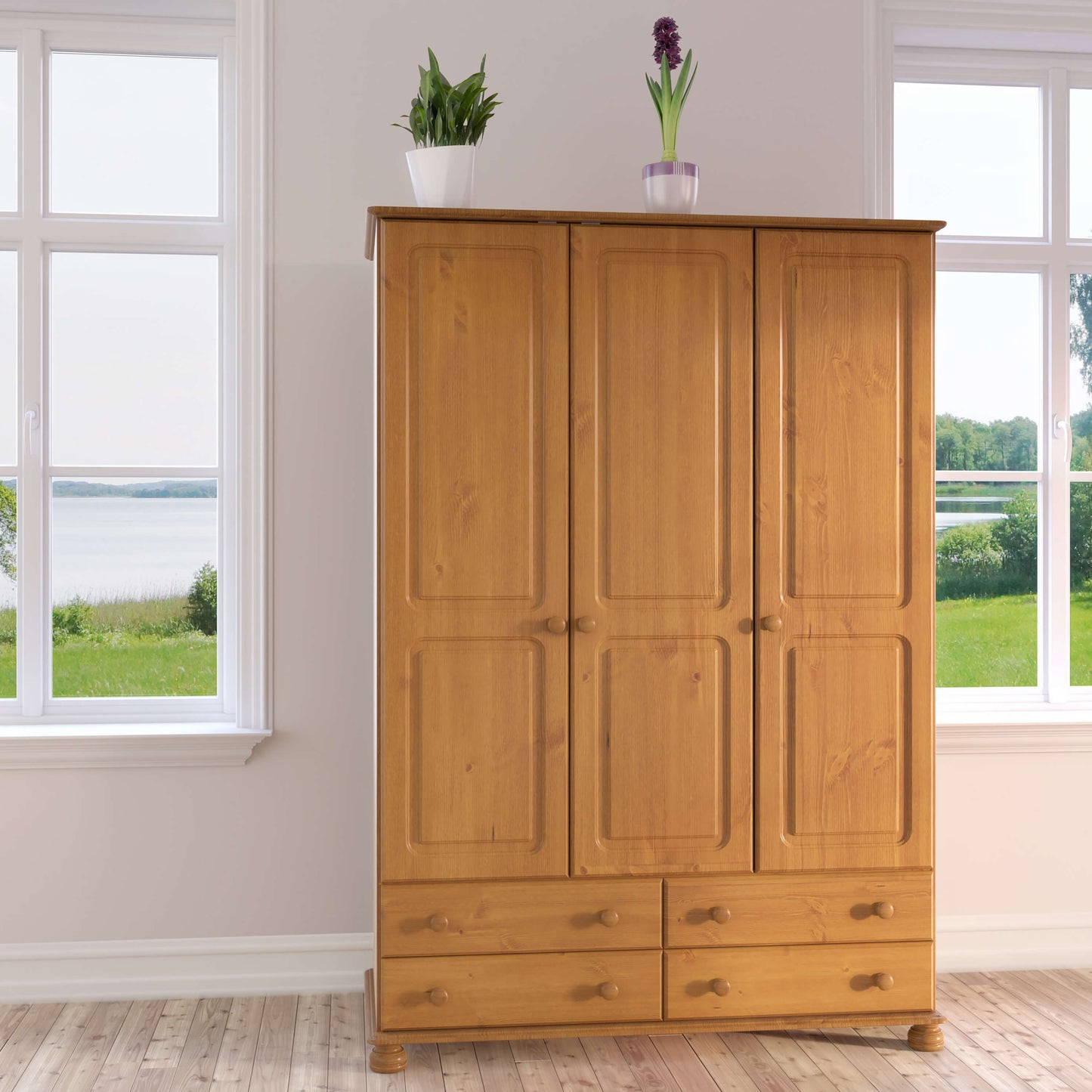 Richmond 3 Door 4 Drawer Wardrobe Pine ModelBedroom