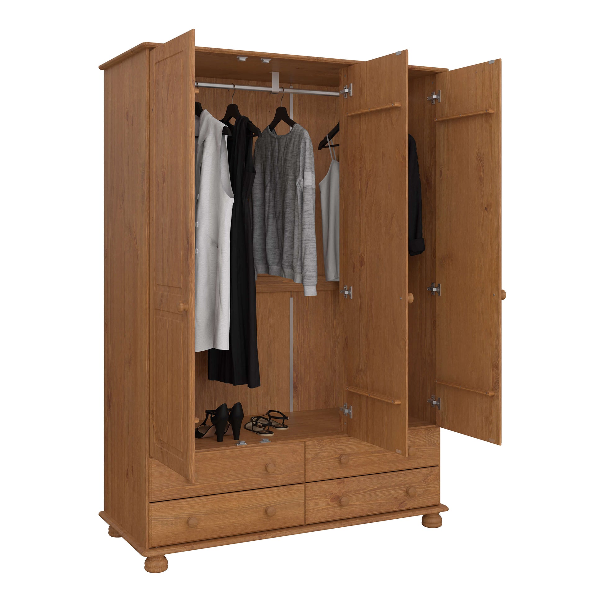 Richmond 3 Door 4 Drawer Wardrobe Pine ModelBedroom