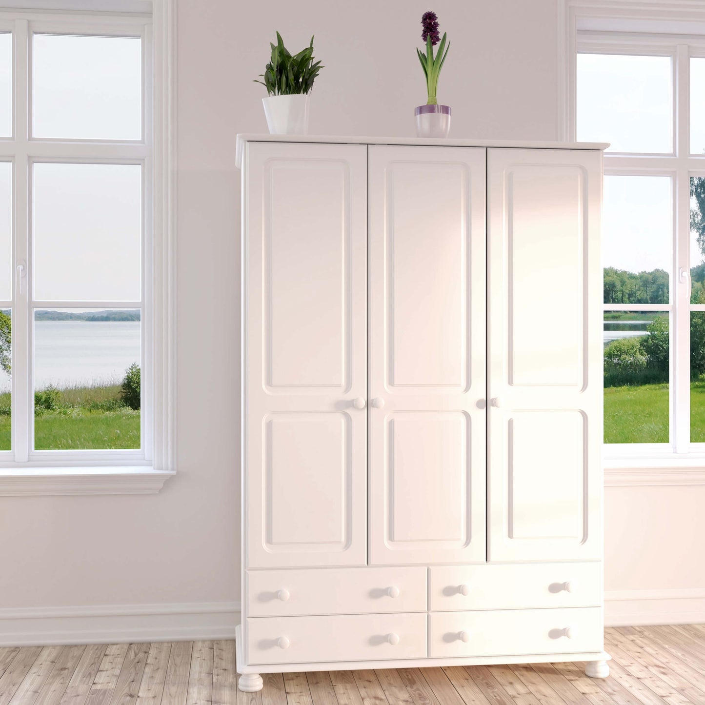 Richmond 3 Door 4 Drawer Wardrobe Off White ModelBedroom