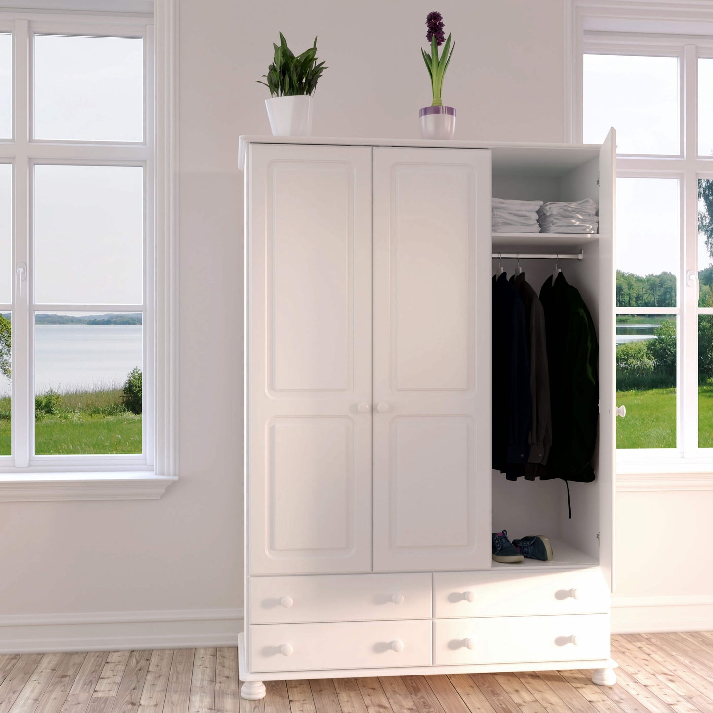 Richmond 3 Door 4 Drawer Wardrobe Off White ModelBedroom