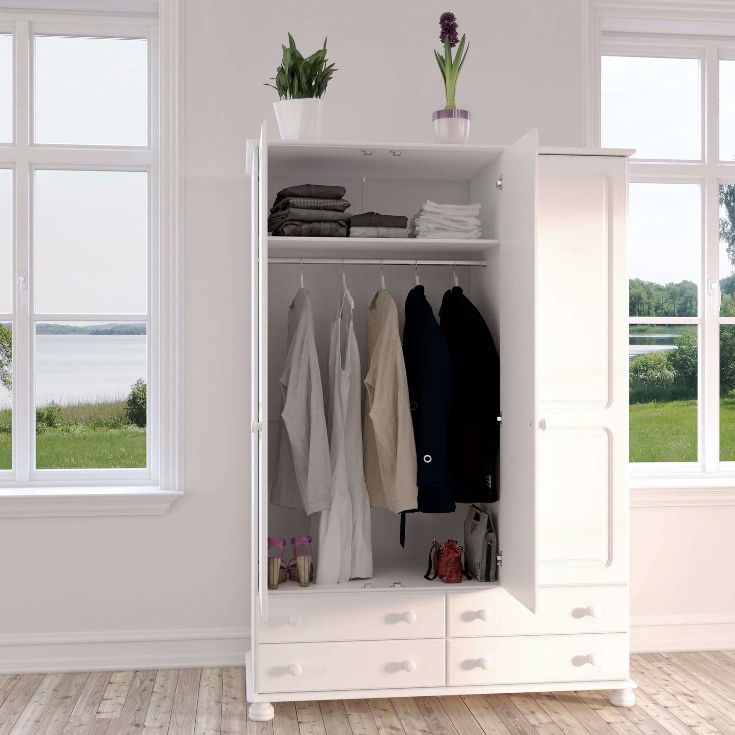 Richmond 3 Door 4 Drawer Wardrobe Off White ModelBedroom