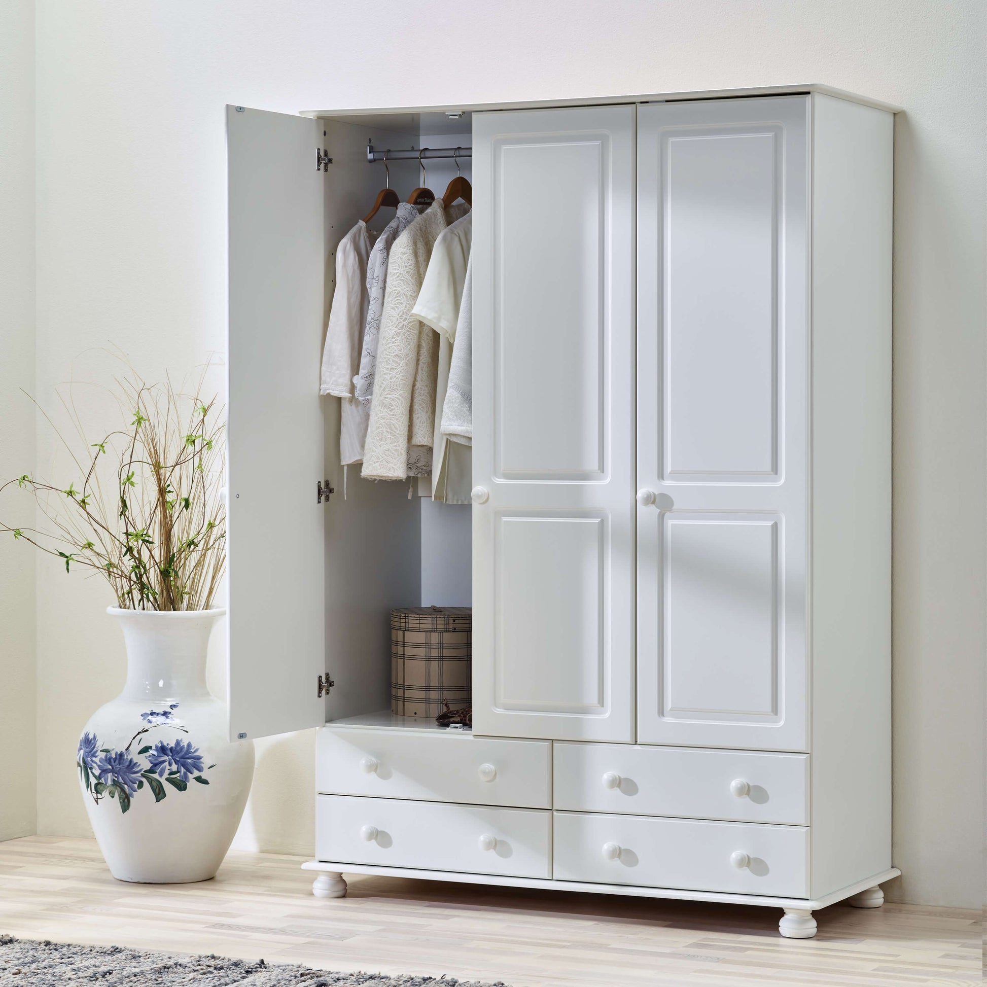 Richmond 3 Door 4 Drawer Wardrobe Off White ModelBedroom