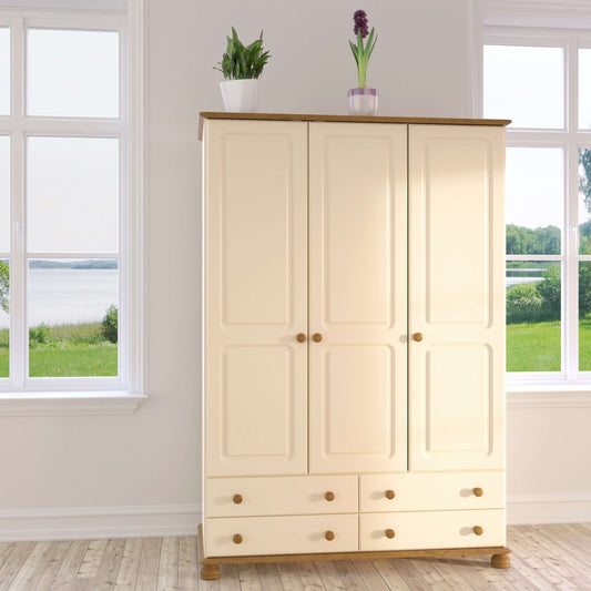 Richmond 3 Door 4 Drawer Wardrobe Cream & Pine ModelBedroom