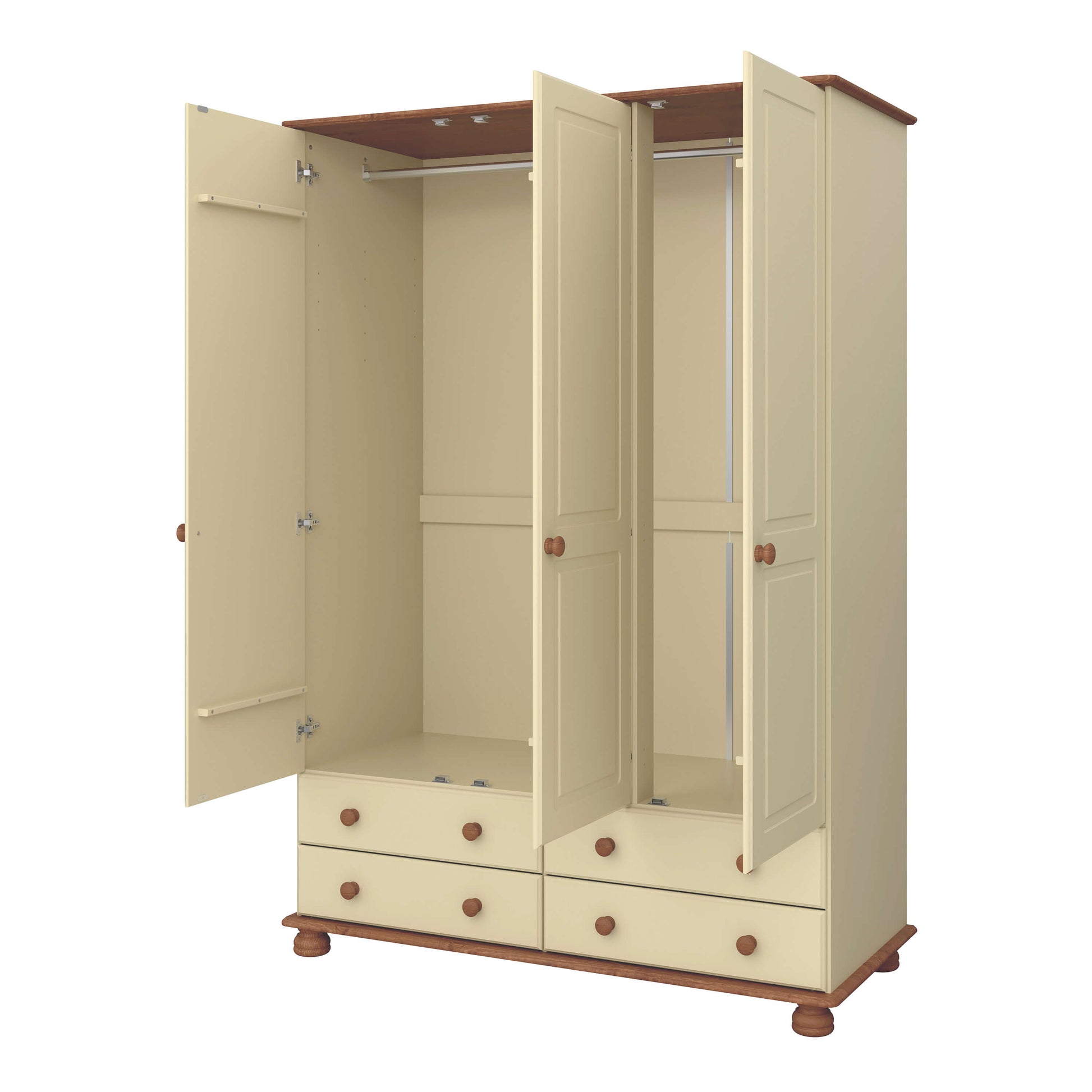 Richmond 3 Door 4 Drawer Wardrobe Cream & Pine ModelBedroom