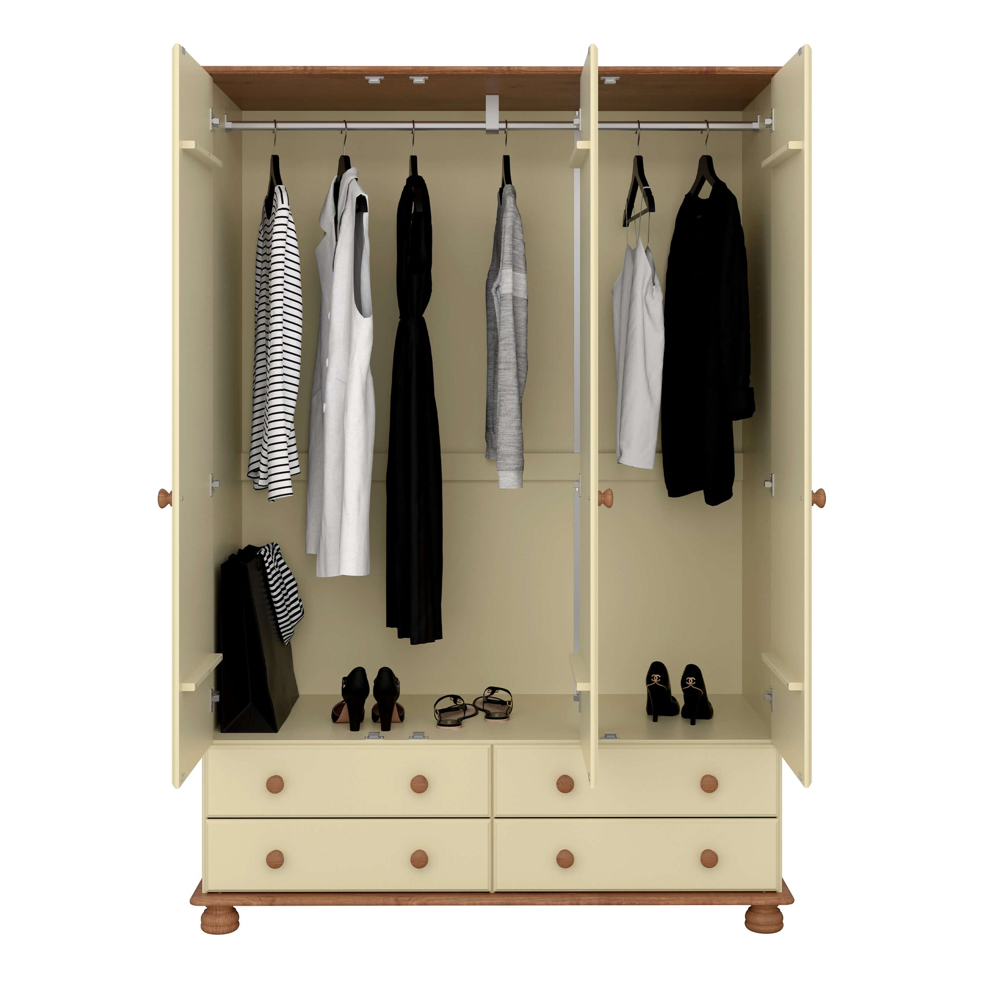 Richmond 3 Door 4 Drawer Wardrobe Cream & Pine ModelBedroom