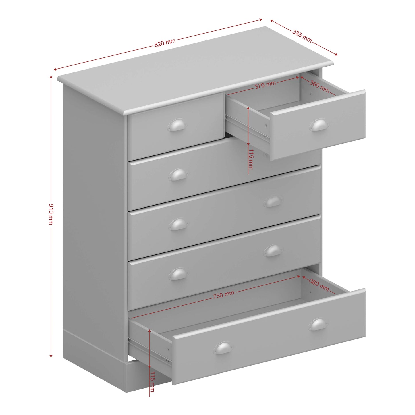 Steens Nola 4+2 Drawer Chest - 6 Drawer Chest of Drawers ModelBedroom