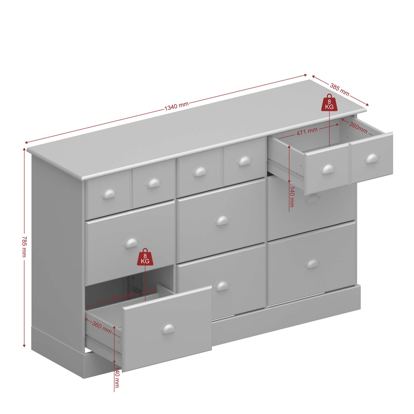 Steens Nola 6+3 Drawer Chest - 9 Drawer Chest of Drawers ModelBedroom