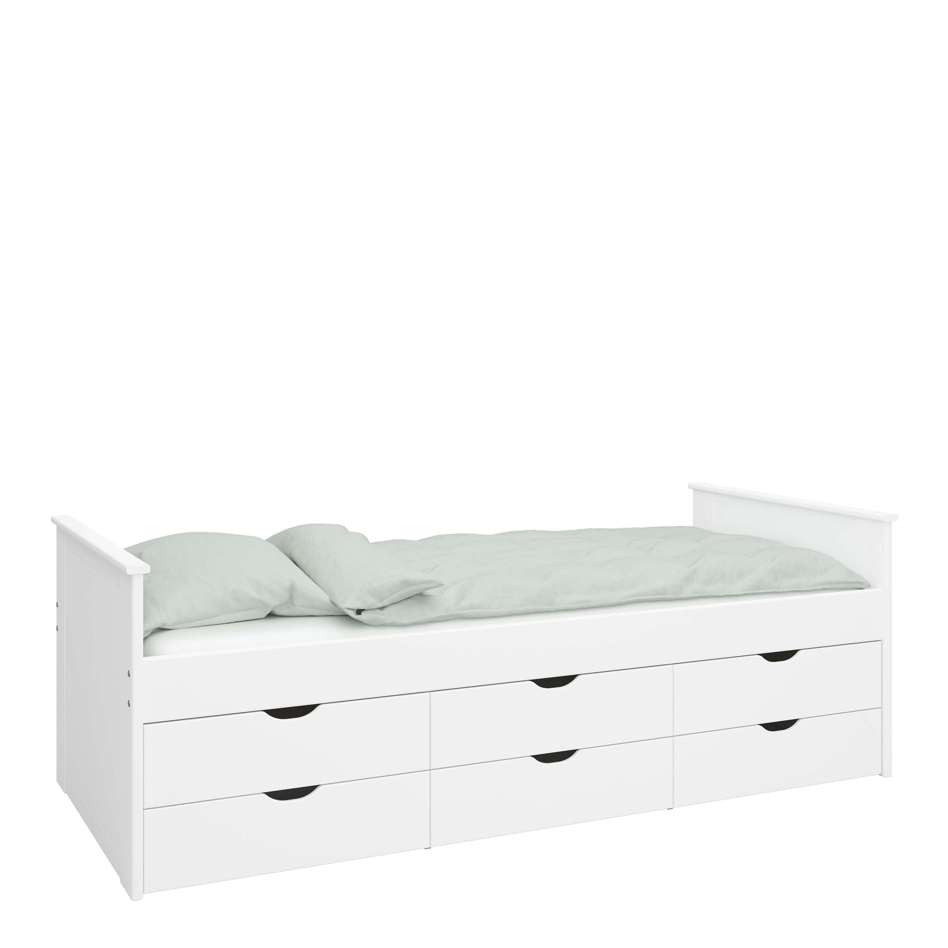 Alba Single bed with 6 Drawers White ModelBedroom