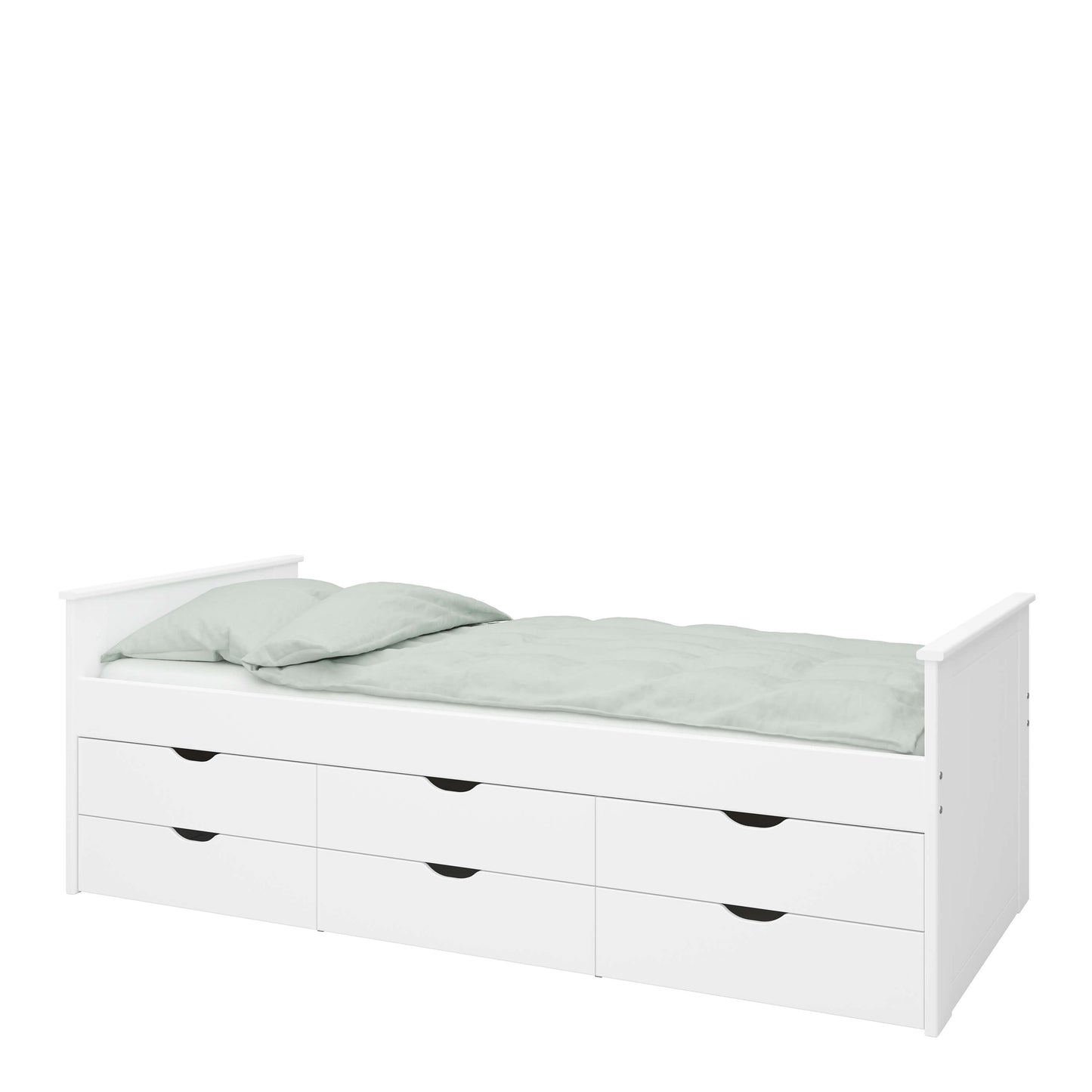 Alba Single bed with 6 Drawers White ModelBedroom