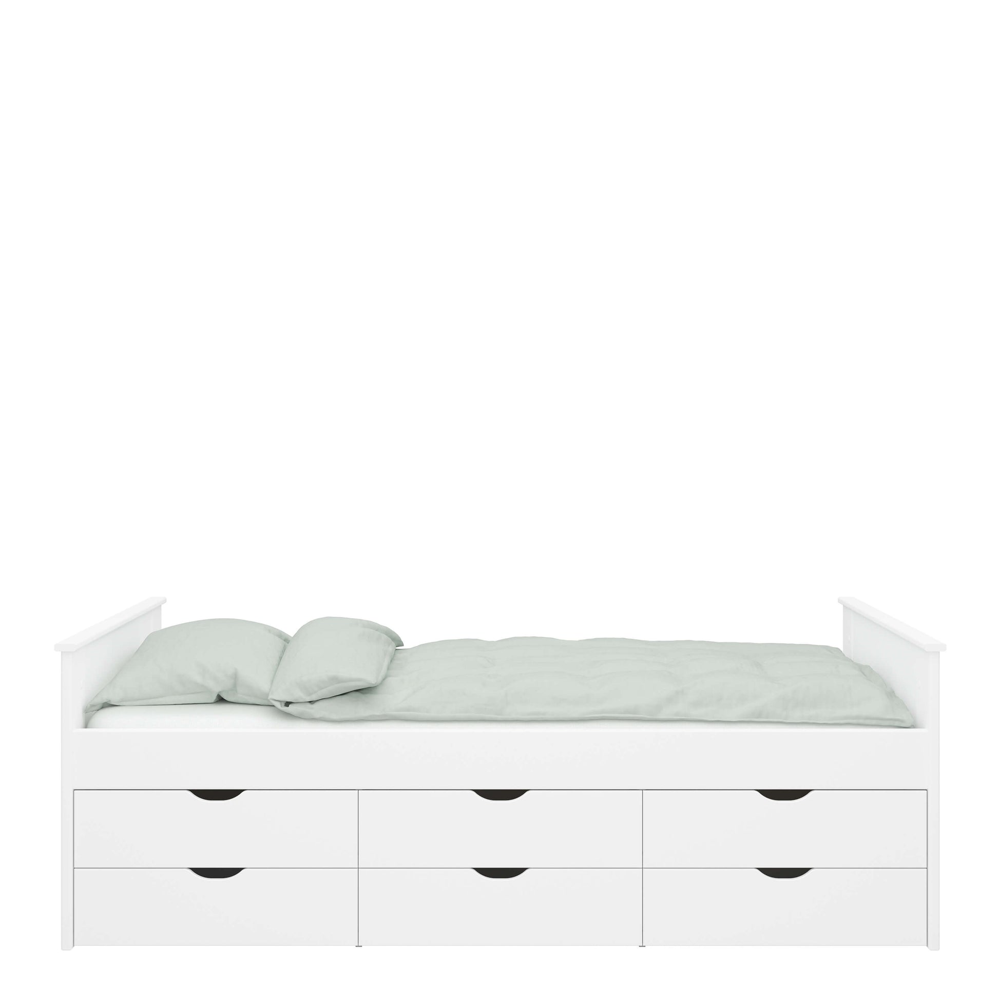 Alba Single bed with 6 Drawers White ModelBedroom