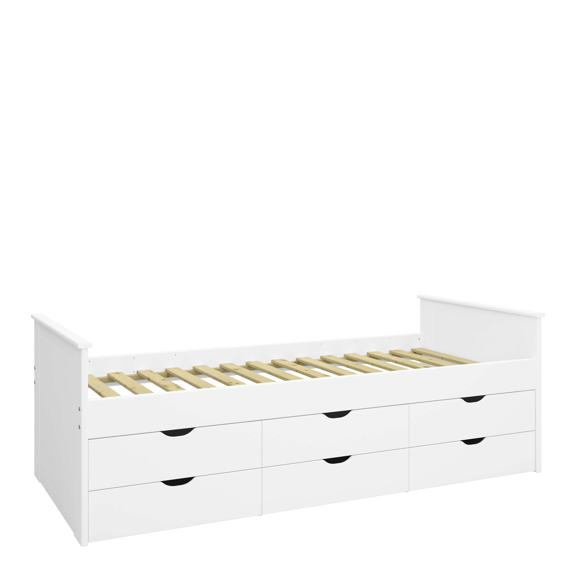 Alba Single bed with 6 Drawers White ModelBedroom