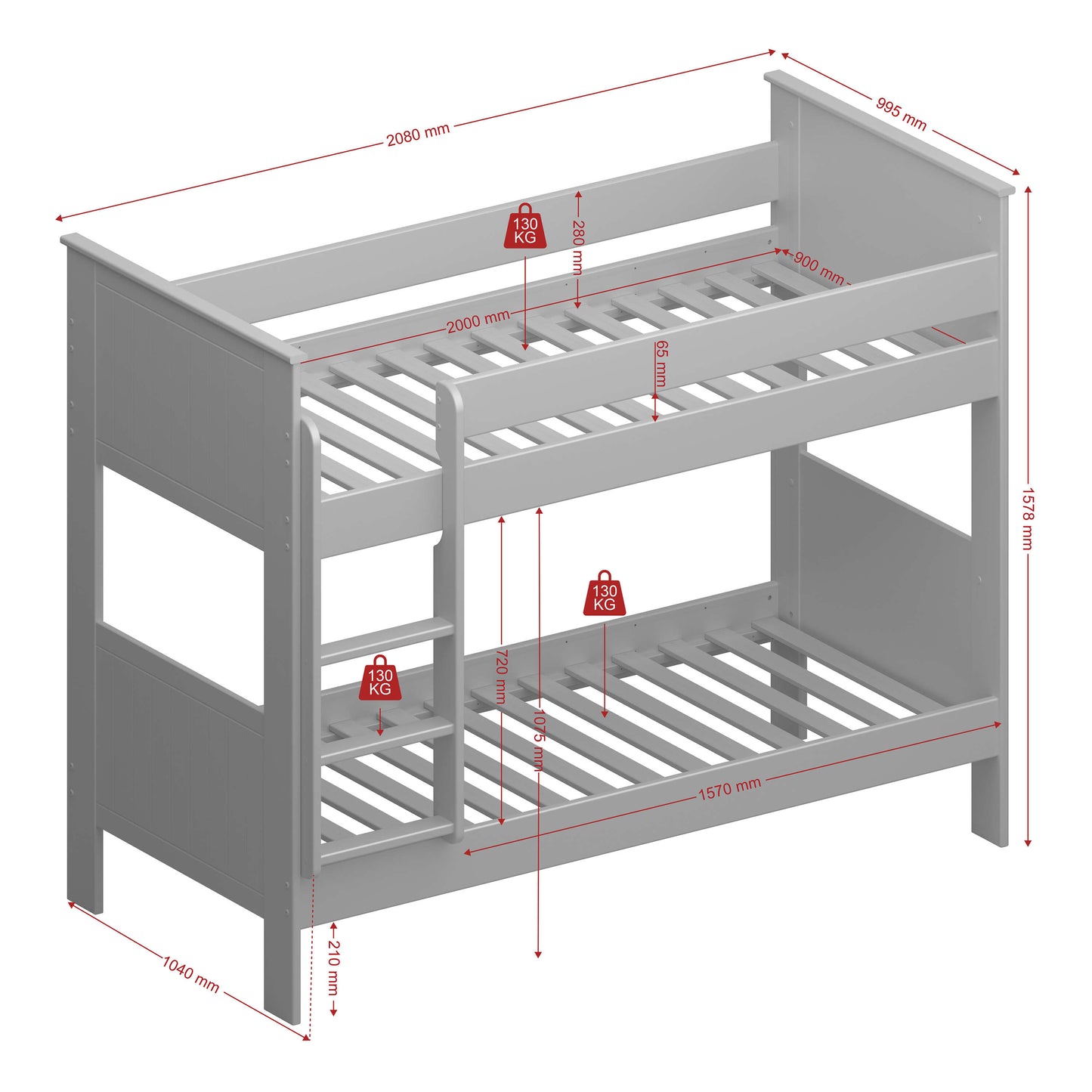 Alba Bunk Bed White ModelBedroom