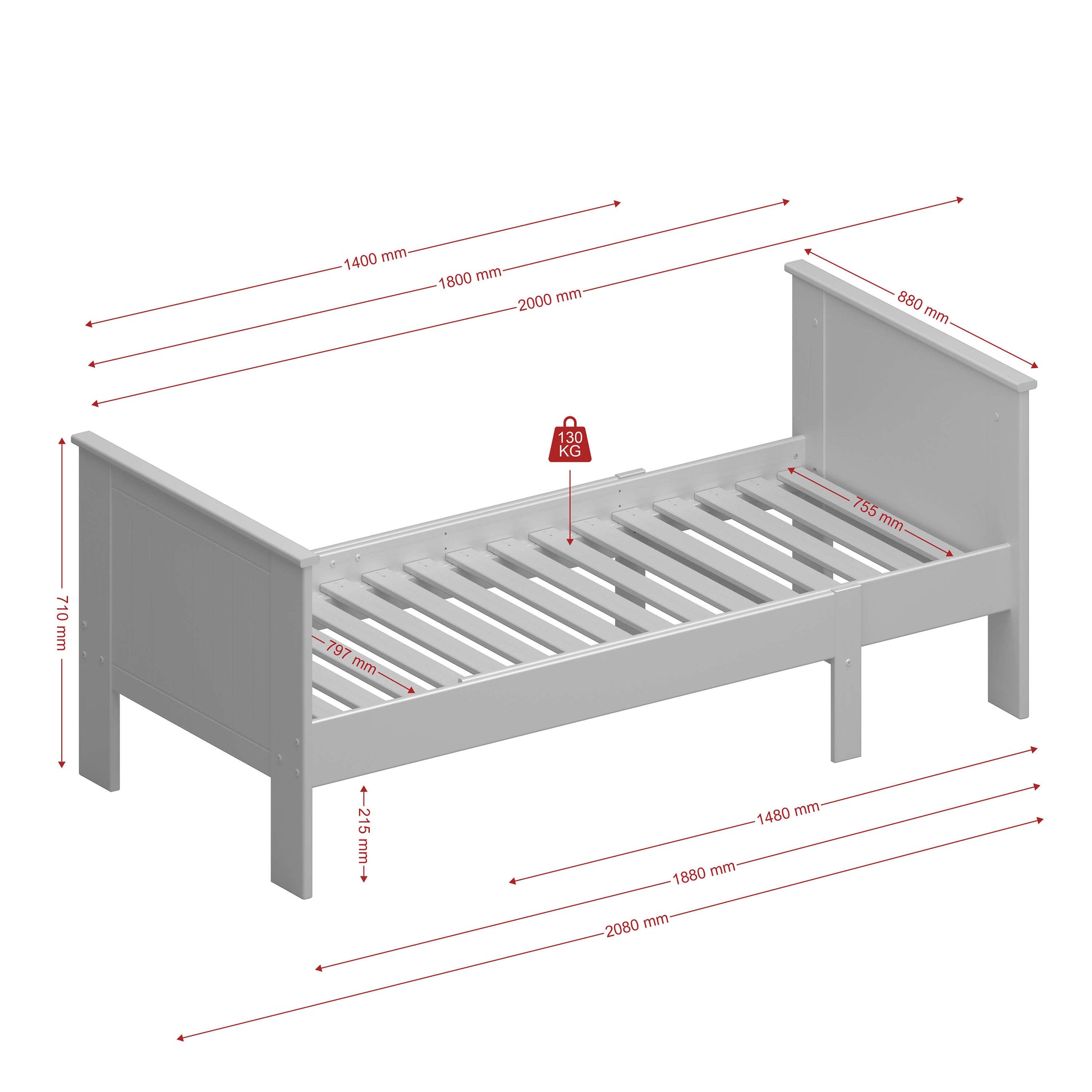 Alba Extendable Bed White ModelBedroom