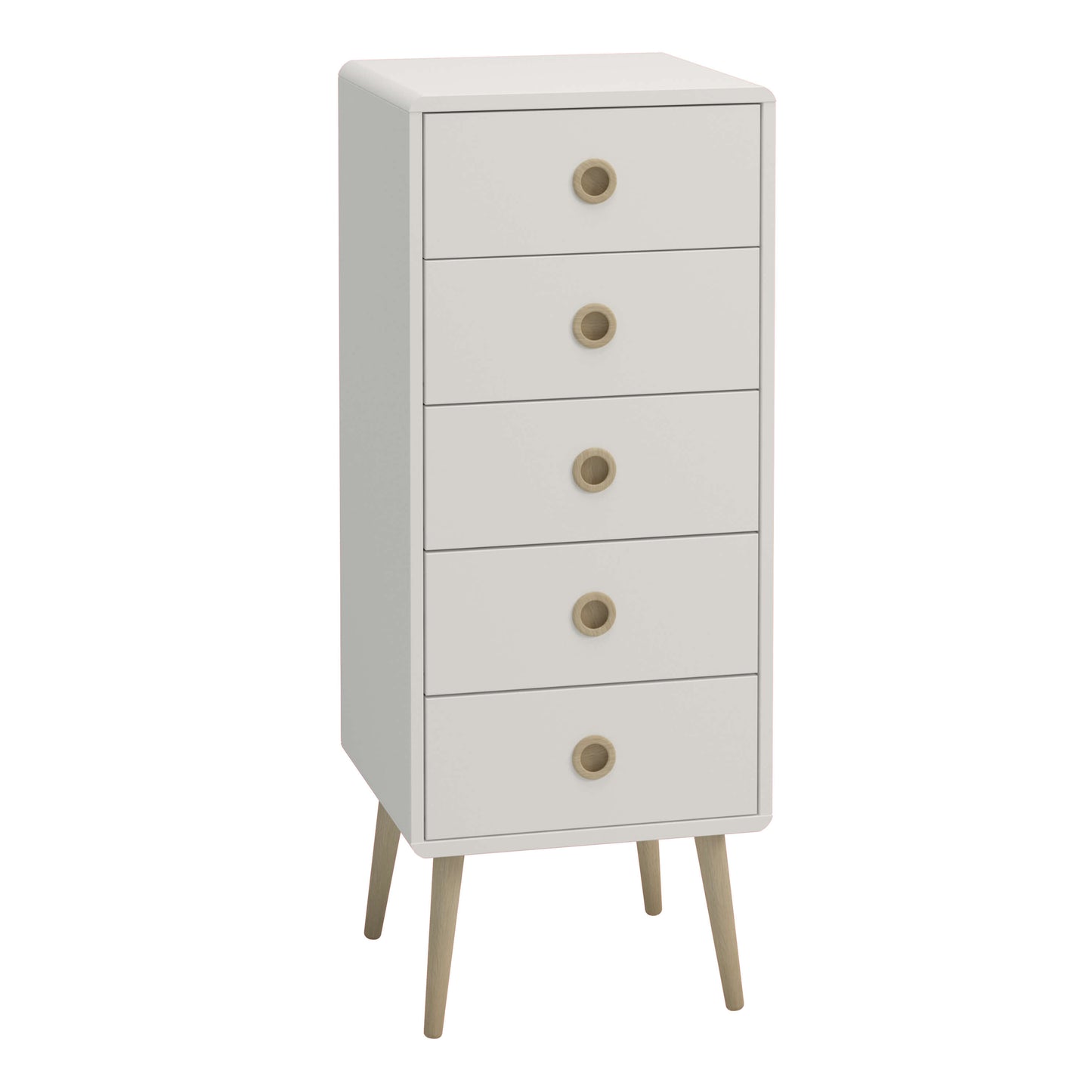 Softline 5 Drawer Narrow Chest Off White ModelBedroom