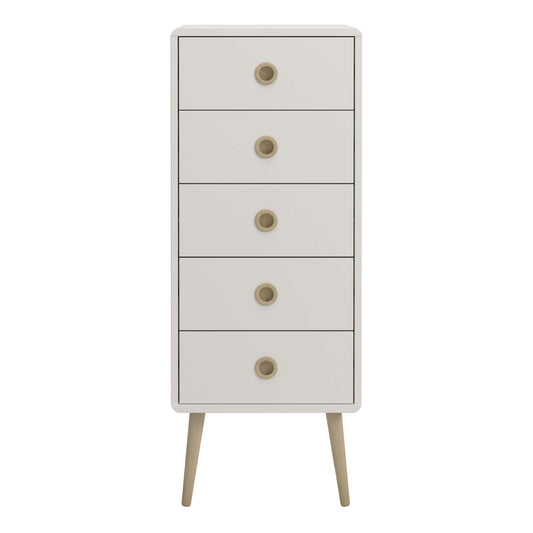 Softline 5 Drawer Narrow Chest Off White ModelBedroom